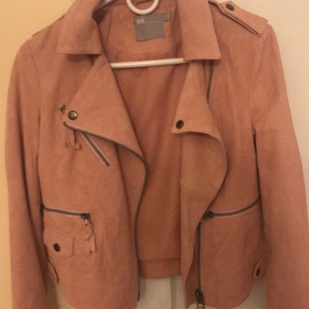 ASOS pink suede biker jacket